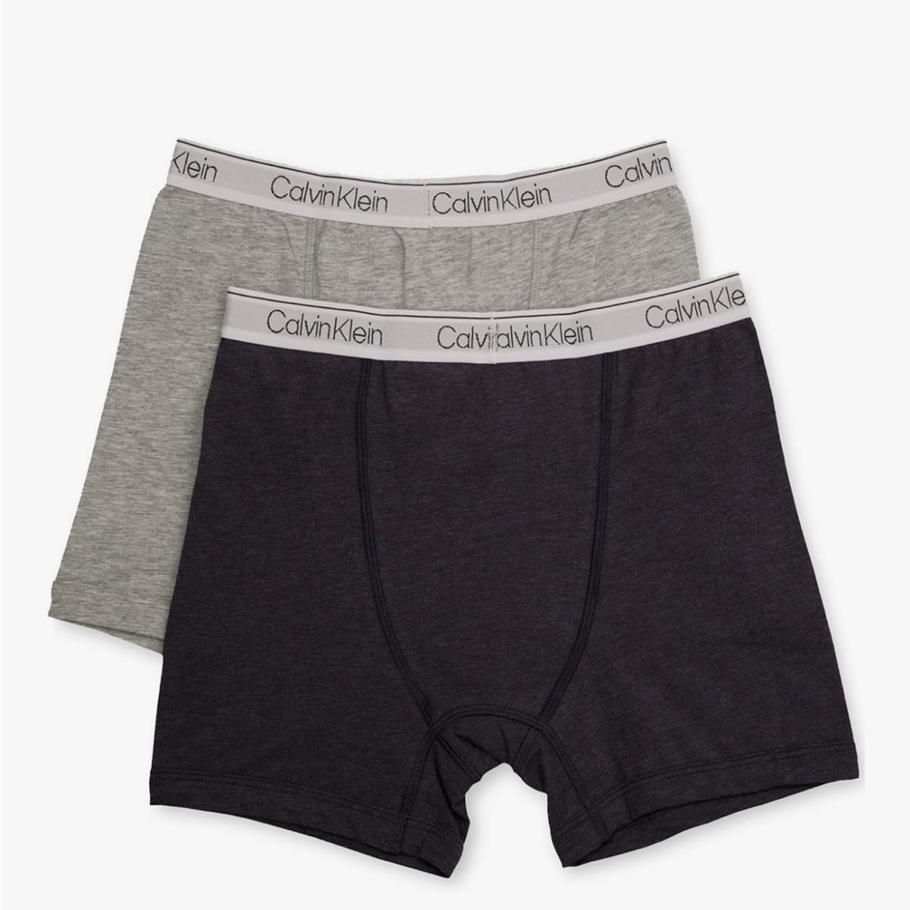 Calvin Klein  Boys M 2-Pack Cotton Stretch Boxer Briefs Charcoal & Light Gray C6